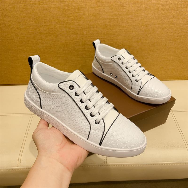 New Light Luxury Trendy Shoes European Style Snake Pattern High-End Sneakers Fashionable Versatile White Shoes Men's All-Season Breathable Trendy Shoes