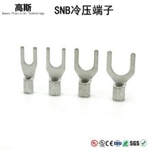 6-10平方SNB8-6叉形裸端头U型冷压接线端子铜鼻子Y型线耳紫铜镀锡