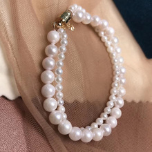 新货双层叠戴天然海水白珍珠手链 正圆细腻 简约百搭 送礼自留款