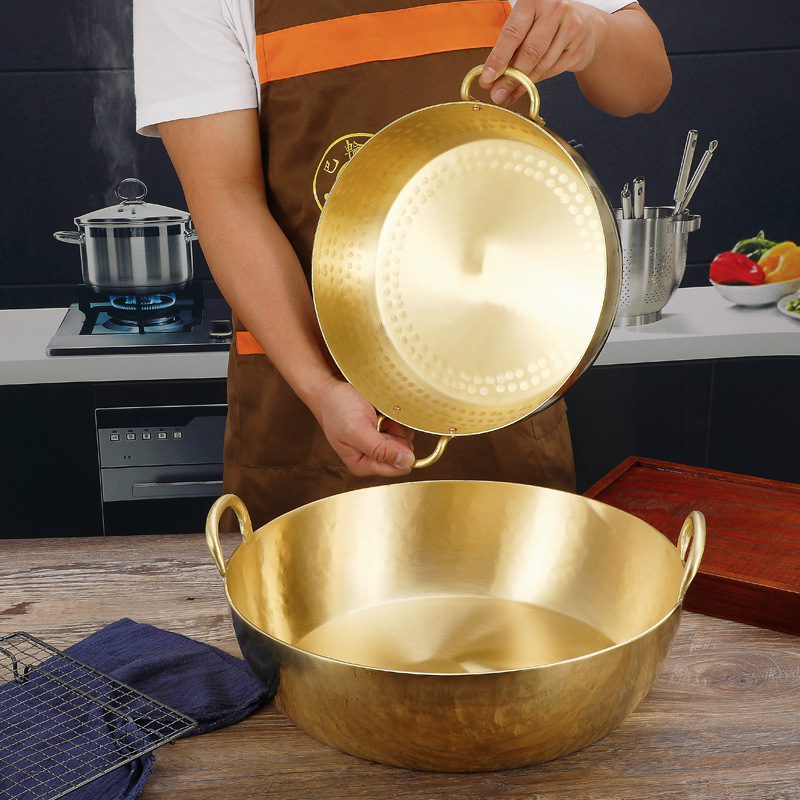 Japanese Cuisine Tempura Fryer Copper Pot Brass Wok Japanese and Korean Copper Pot Red Copper Soup Pot Soup Pot Copper Pot