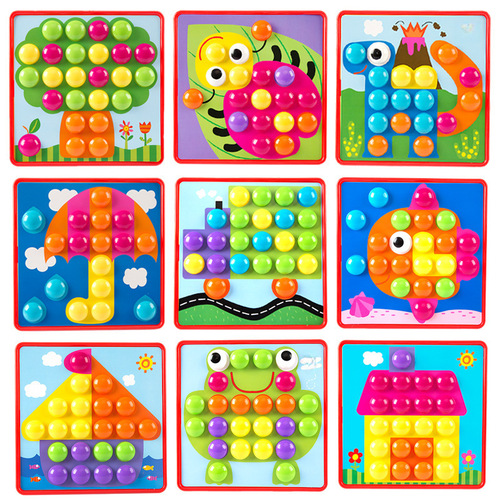Children's Large Granule Button Assembly Art Board for Toddlers and Babies, Intelligence Development and DIY Mushroom Sticker Toys
