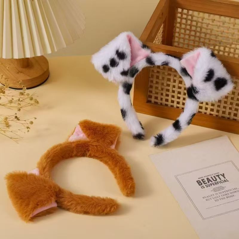 New Cute Dalmatian Ear Headband Cartoon Puppy Face Wash Mask Hairband Non-Slip Plush Headband New Cute Dalmatian Ear Headband Cartoon Puppy Face Wash Mask Hairband Non-Slip Plush Headband