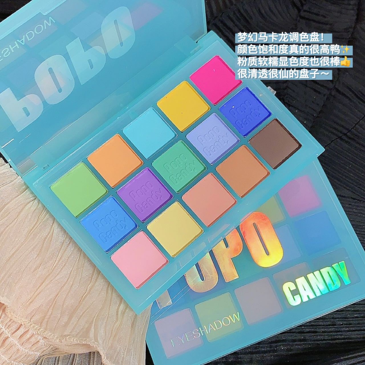 Paleta de sombras de ojos de 15 colores Cross-border POPO CANDY macaron, maquillaje neón mate colorido y fresco para el verano, en stock.