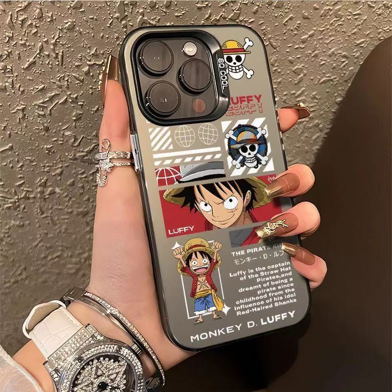 Pirate Luffy Apto para Apple 16Promax Funda para teléfono móvil Carcasa de gas personalizada iPhone15/14/13 Texto 12