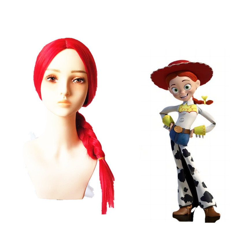 Halloween cosplay Wig Toy Story Figure Jessie Tracy Red Twist Big Braid Carnival