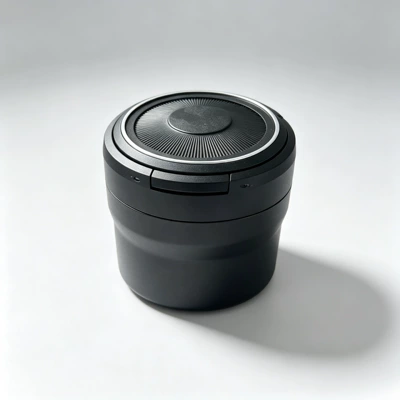 Creative pop-up lid ashtray with light, trendy LED car ashtray, portable mini ashtray (Car ashtray) - black-customizable-with-logo-h75outer-diameter-77mm