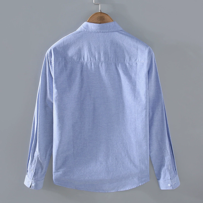 Дышащая мужская мягкая стирка Оксфорд с длинными рукавами повседневная дикая рубашка сплошной цвет тонкая белая рубашка X20