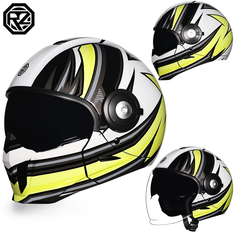 Orz casco retro motocicleta hombres y mujeres invierno motocicleta Harley casco completo certificado 3C cuatro estaciones doble lente