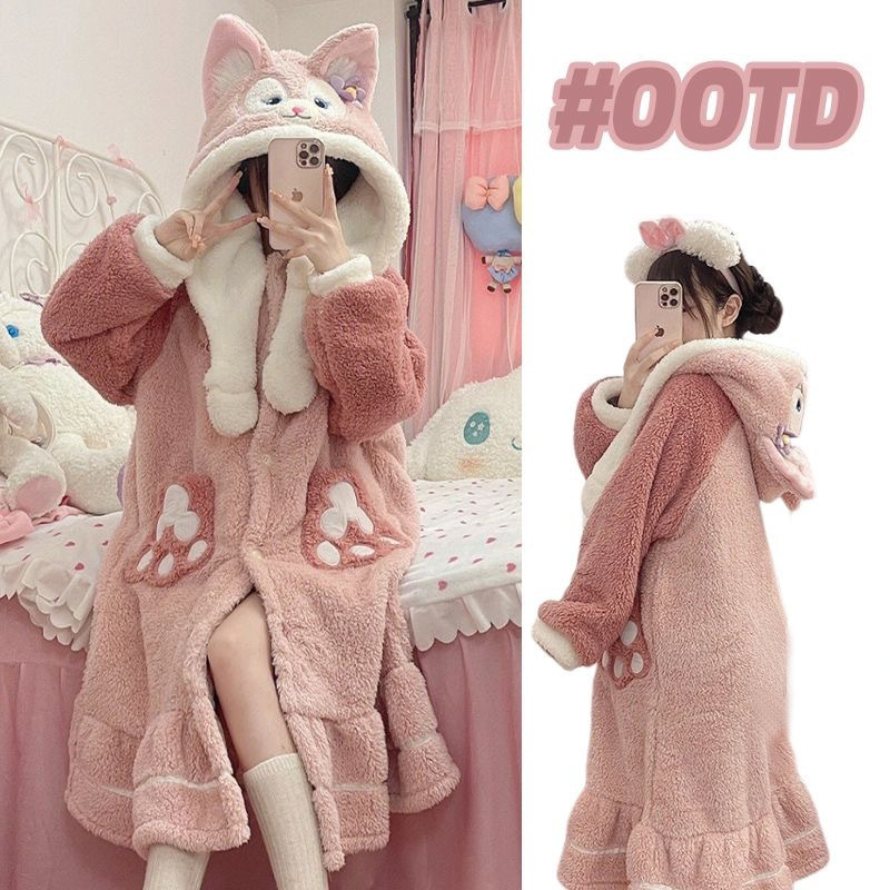 Coral velvet demi-season warm pijama