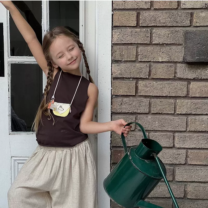 橙乐2024夏 韩版儿童露背背心吊带衫 女童背心