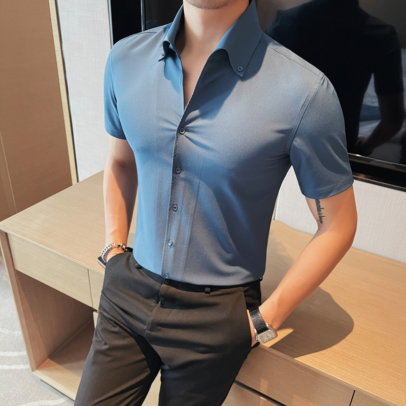 파란색 짧은 소매