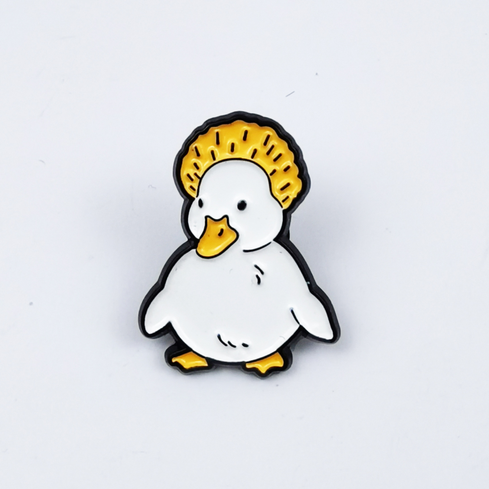 Broche con forma de pato amarillo frito fresco transfronterizo, bolso de pareja de dibujos animados lindo, accesorios fijos, pines de placa de aleación image 20