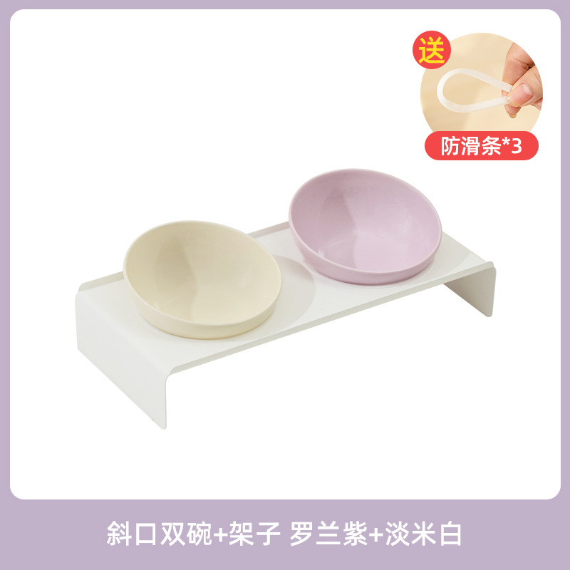 Tazón biselado de cerámica tazón de gato para mascotas tazón de gato tazón de perro tazón de bebida tazón de comida doble tazón antidetonantes protección del cuello