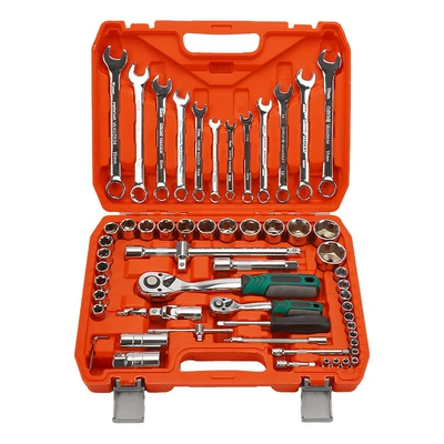 various combinations for auto repair, Mühərrik tənzimləmə alətləri - 61-piece-set-with-72-tooth-mirror-finish