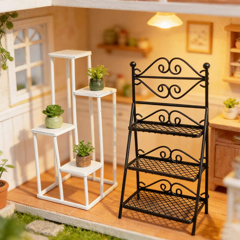 Estante en Miniatura para Casa de Muñecas Escala 1:12 de Metal Multicapa para Decoración image 5