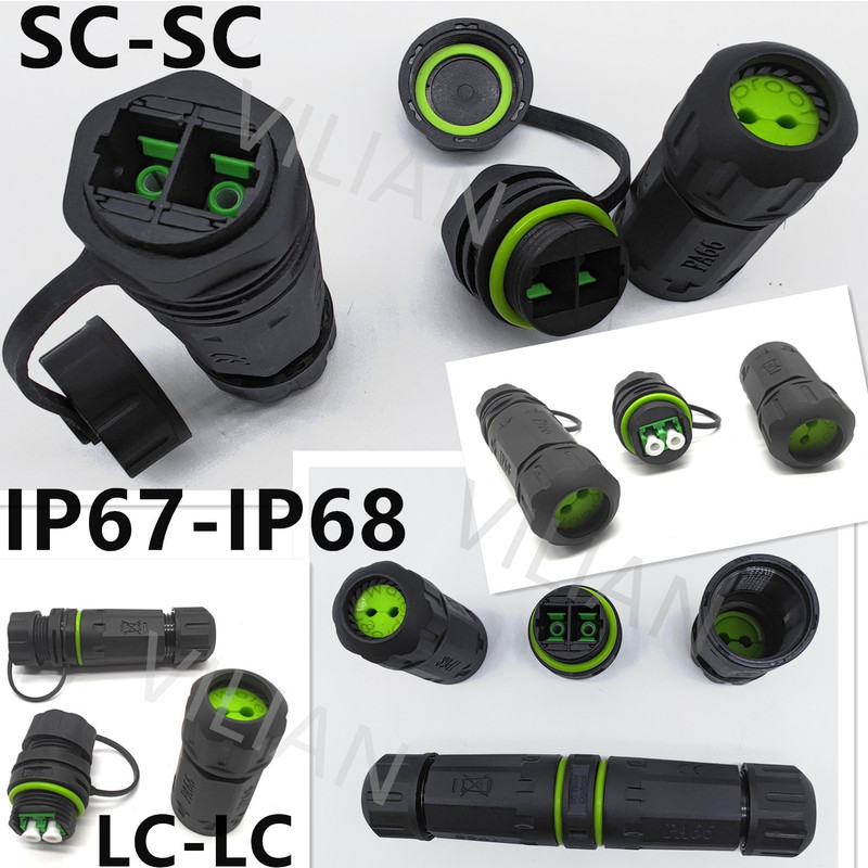 Lcsc Direct-Through Extension Ip68 Waterproof Connector Panel-Type Fiber Optic Duplex Apc Docking Connector Plug Socket