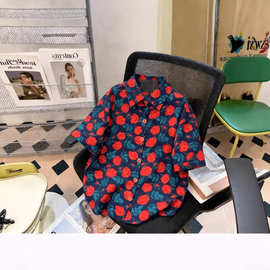 碎花短袖衬衫女甜美夏季薄款宽松设计感小众别致百搭情侣衬衣外套