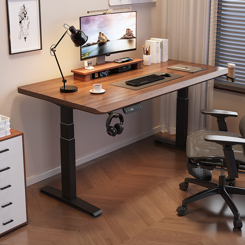 Solid wood electric height-adjustable desk computer desk chair set study desk home office desk gaming desk adjustable workstation