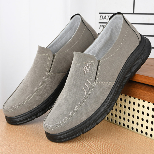 Spring Old Beijing Canvas Shoes for Men, Soft Soles, Breathable Casual, Comfortable Mid-Age and Above One-Piece Shoes for Dad