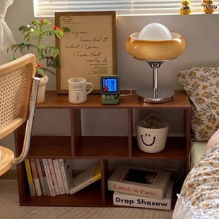 Bedside Storage Rack Floor Internet-famous Bedside Grid Cabinet Bedroom Wall-leaning Low Cabinet Display Rack Display Cabinet Simple Bookshelf