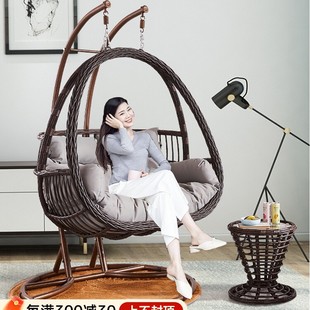 Double Hanging Chair Cradle Chair Hammock Home Hanging Orchid Indoor Lazy Chair Rocking Chair Balcony Swing Hanging Basket Rattan Chair Courtyard