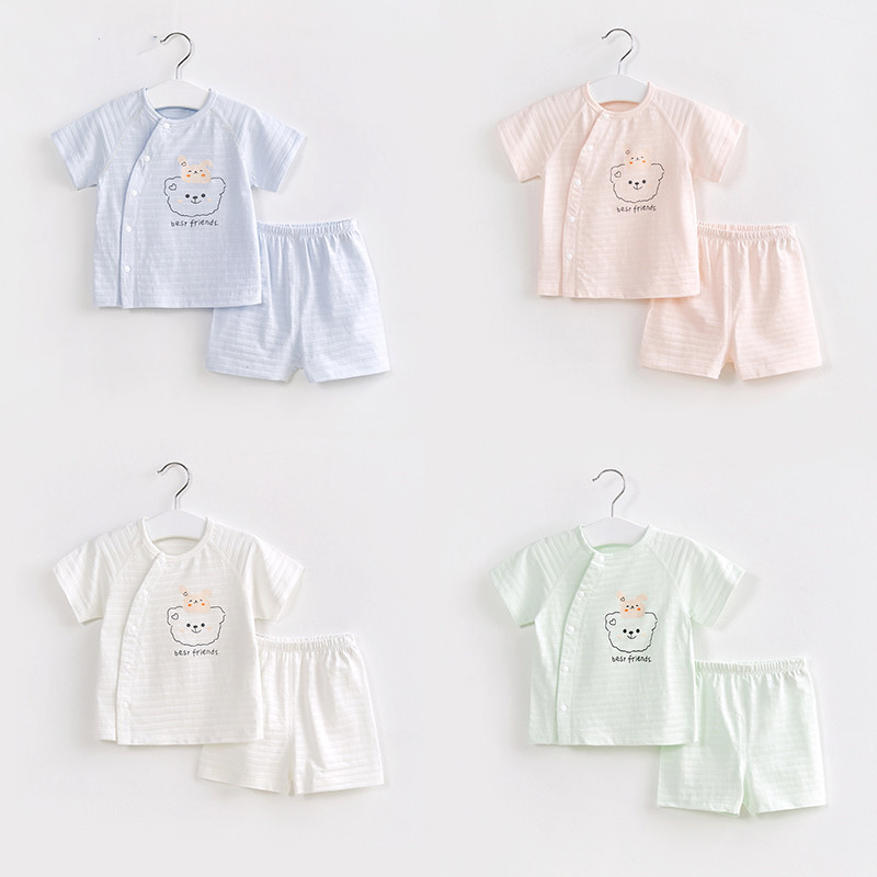 Baby Summer Suit Girl's Pure Cotton Two-Piece Baby's Short-Sleeved Boys' Split 1-Year-Old 3-Year-Old Summer Children's Clothes