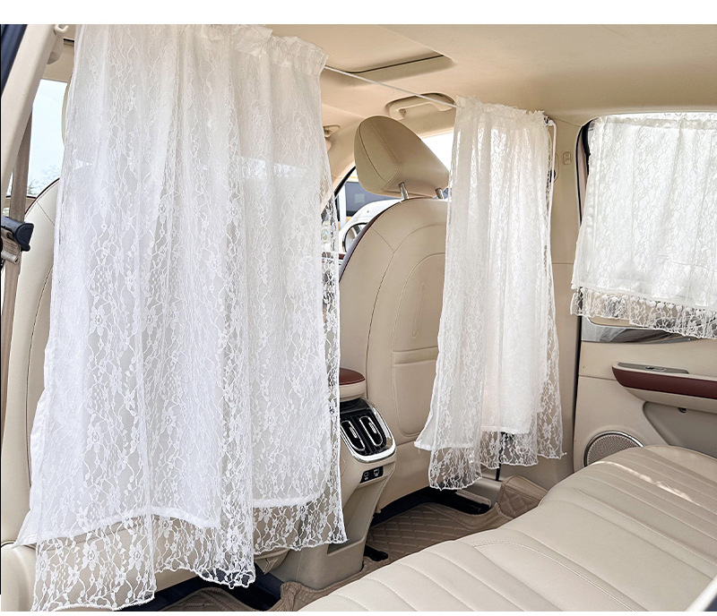 Lace double-layer car partition curtain sunshade curtain sunscreen heat insulation car sunshade retractable car privacy curtain