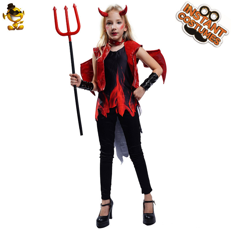 La muerte de las mujeres de Halloween traje del partido del diablo rojo traje del funcionamiento de la etapa del juego del papel de las muchachas del diablo rojo