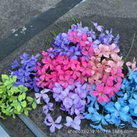 仿真5头火焰兰假花绢花婚庆地排花装饰家居摄影装饰摆件