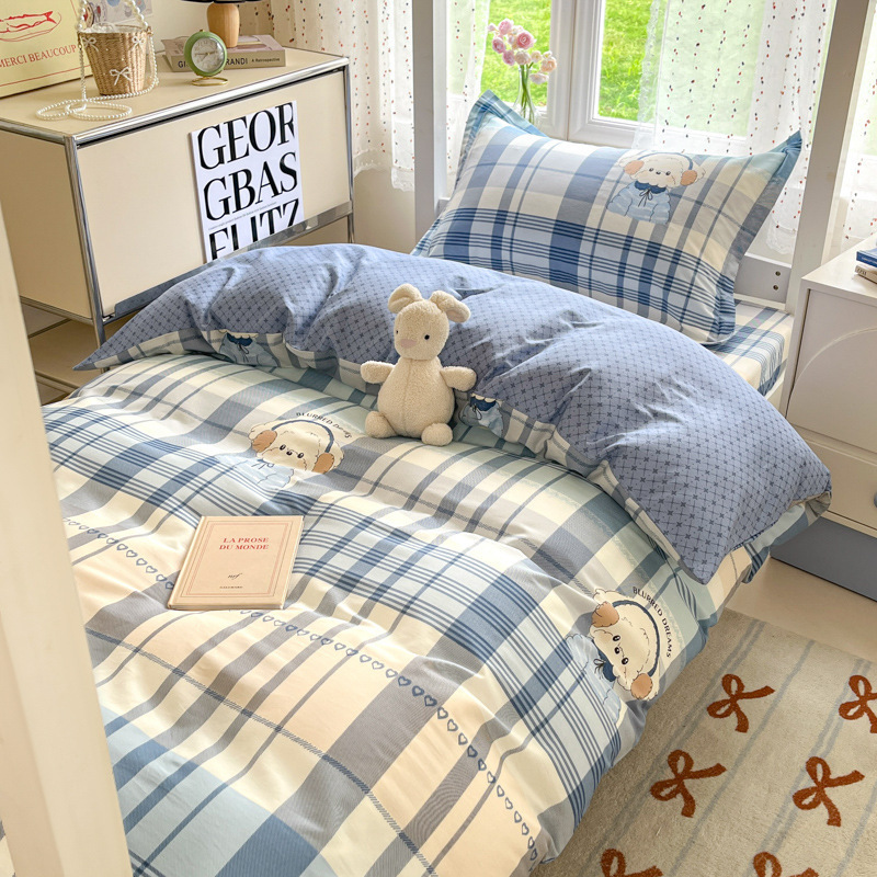 New Factory Wholesale 100% Cotton Student Dormitory Three-Piece Set Dormitory Duvet Cover Bed Sheet Three-Piece Set Gift Group Purchase