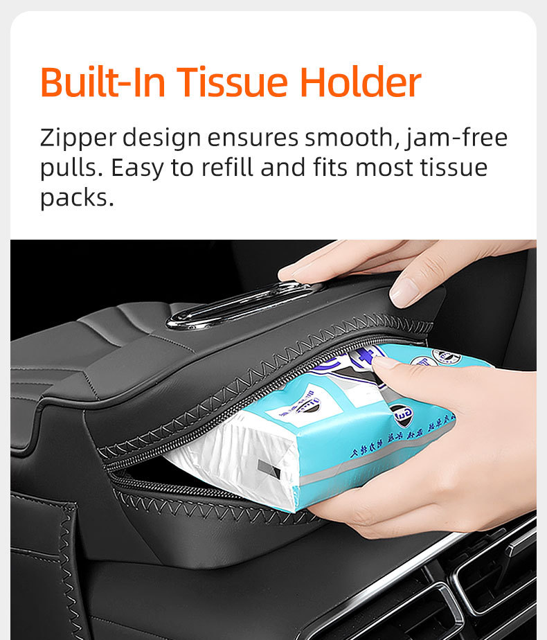 Car Armrest Box Pad Multifunctional Central Water Cup Holder Tissue Box Car Booster Pad Universal Armrest Box