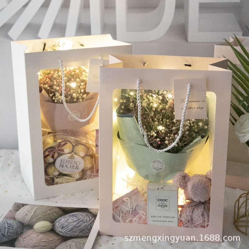 Bolso de flor de ventana transparente bolsa de embalaje de ramo de ventana bolsa de regalo de vacaciones bolsa de embalaje de regalo de San Valentín