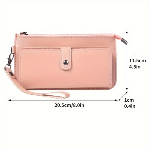Women's Long Handle Multi-functional Wallet with Multiple Card Slots, Zipper Closure Student Card Holder Handbag for 2025