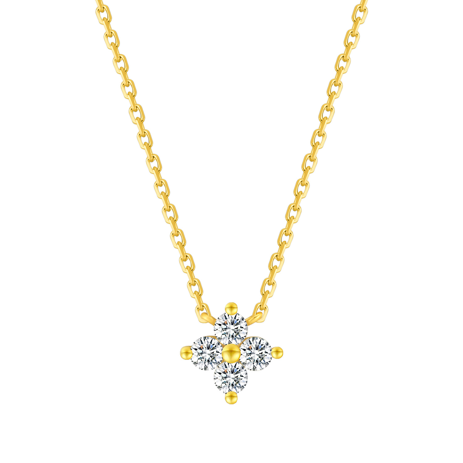 Pure Silver Four Leaf Clover Necklace Elegant Women's Floral Chain_voghion.com