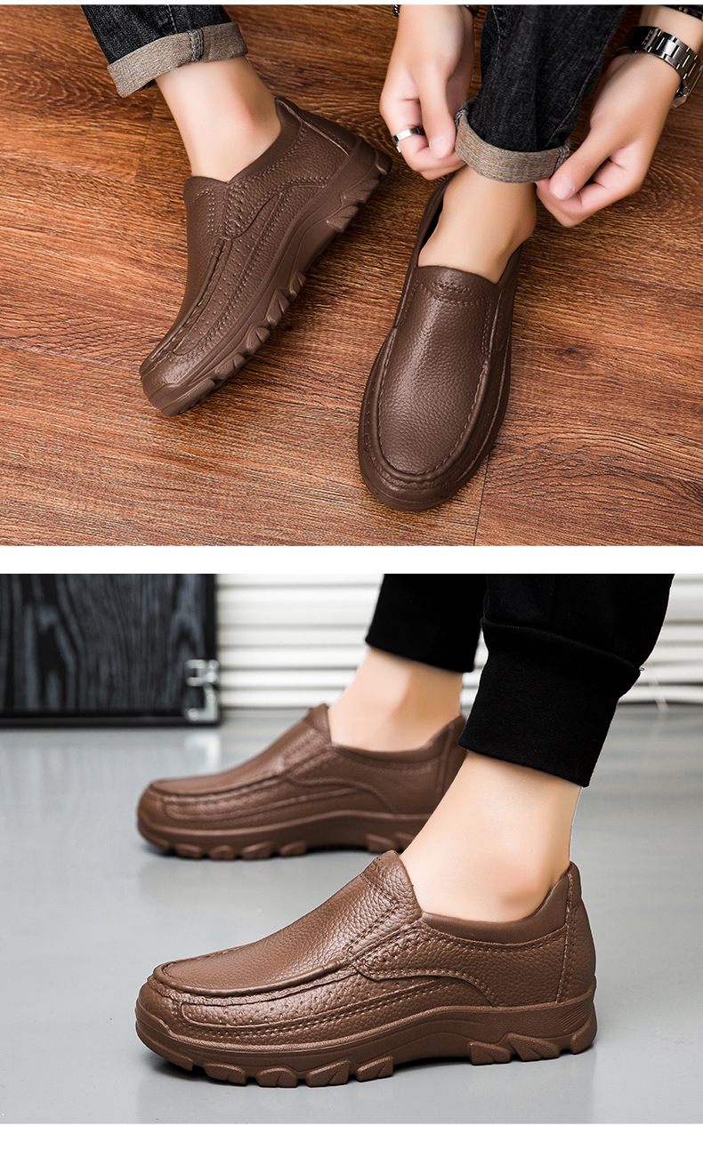 Popular Large-size Lightweight Casual Leather For Men, Oil-resistant And Slip-resistant Chef Cross-border Slip-on_vogvips.com