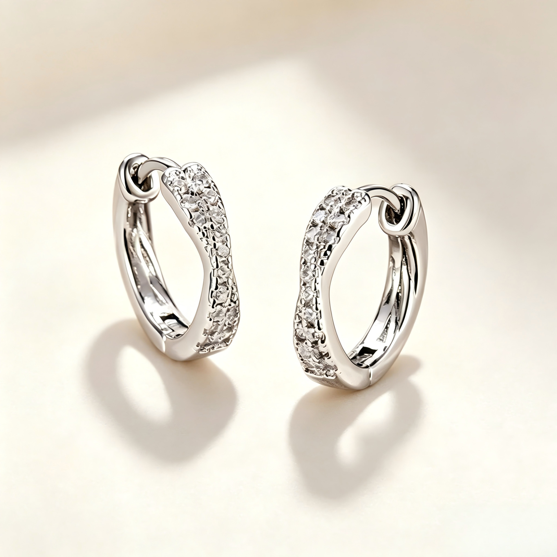 S999 silver cross-inlaid zirconia hoop earrings, a niche design with exquisite details, offering a light luxury and sophisticated look
