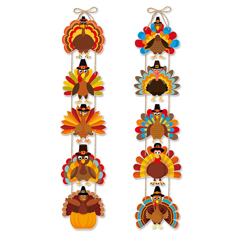 New Thanksgiving Party Decoration Door Hanging Ornaments, Autumn Atmosphere Arrangement, Turkey Thanksgiving Door Hanging Banner