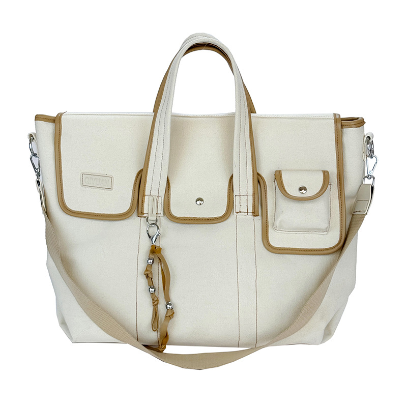 Nuevo estilo transfronterizo coreano bolsas de lona de bolsillo de nicho de estilo artístico de gran capacidad de bolsas de hombro