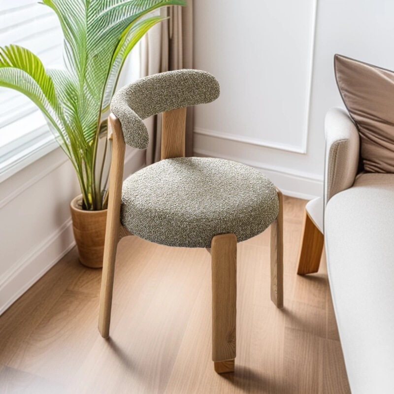 French-style modern minimalist dining chair with lamb wool, vintage living room home-use solid wood chair, bedroom dressing chair French-style modern minimalist dining chair with lamb wool, vintage living room home-use solid wood chair, bedroom dressing chair