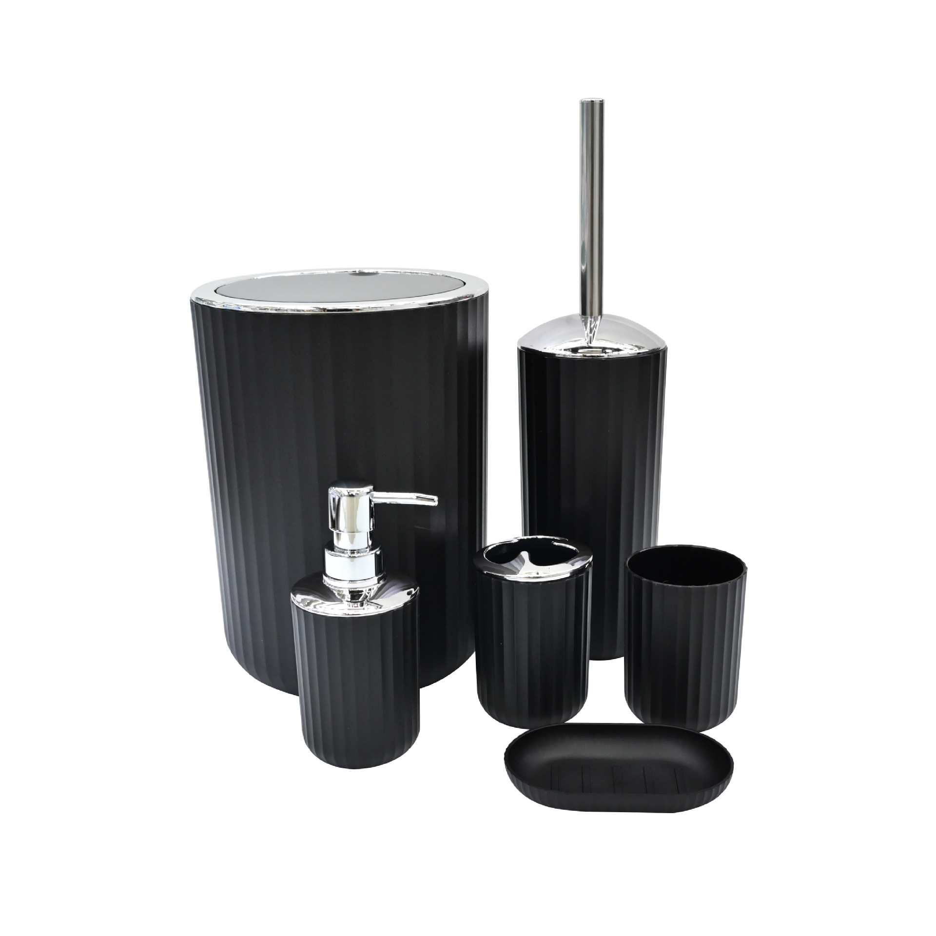 Color puro plástico galvanizado plateado juego de seis piezas estante para cepillos de dientes caja de jabón cepillo de baño almacenamiento de baño kit de lavado