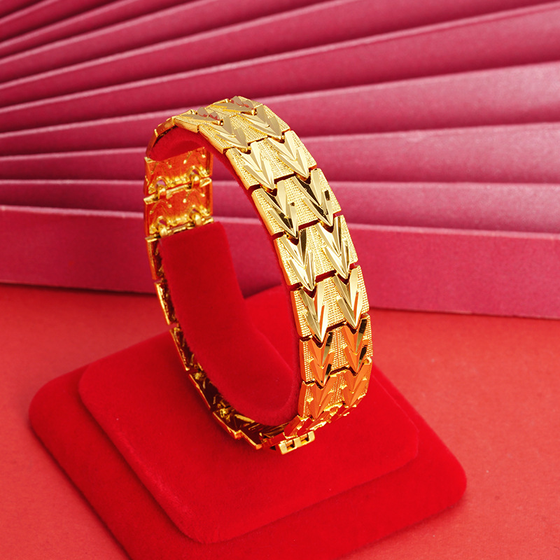 Nuevo Vietnam oro coche flor tanque cadena hombres y mujeres pulsera todo partido estilo chino imitación oro amplia sala de estar caliente