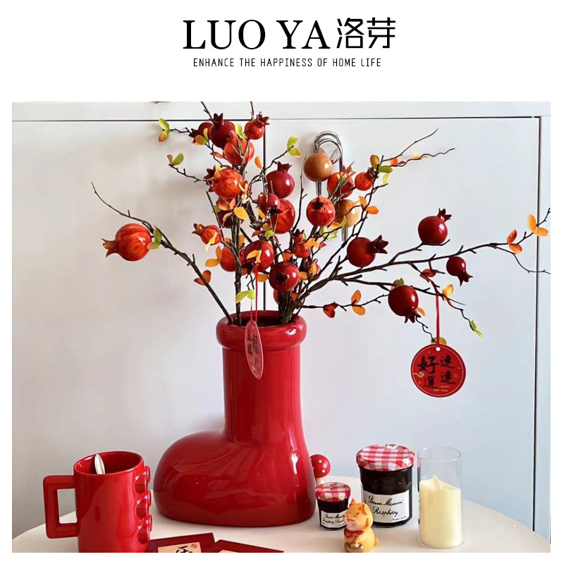 red shoes ceramic vase living room household tv cabinet creative decoration good-looking light luxury flower vase dried flower arrangement in vase