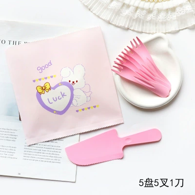 40 sets of pulp trays, disposable knife and fork trays, tableware, birthday cake trays, party, plastic set