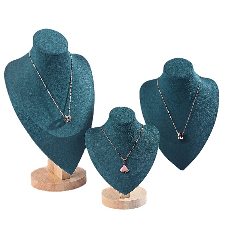 Wooden velvet necklace display rack neck mold pendant rack jewelry rack portrait neck jewelry window storage model rack
