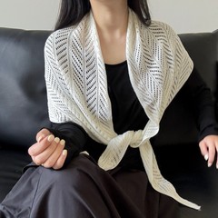 冰丝镂空针织披肩三角巾女夏季薄自制披肩罩衫防晒空调衫披肩围巾