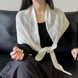 冰丝镂空针织披肩三角巾女夏季薄自制披肩罩衫防晒空调衫披肩围巾