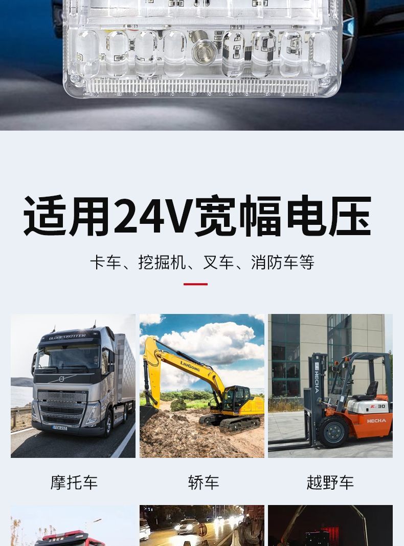 Truck electric storage type flash light 24v colorful streamer side light rear tail light modification anti-collision warning light fog light
