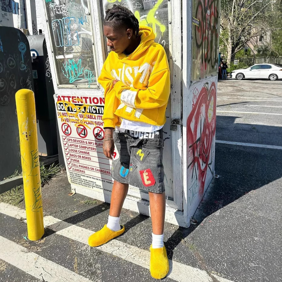 Pantalones cortos de mezclilla con costuras de letras de hip-hop europeo y americano, verano milenario, personalidad retro, moda, dos piezas de rock gótico falso