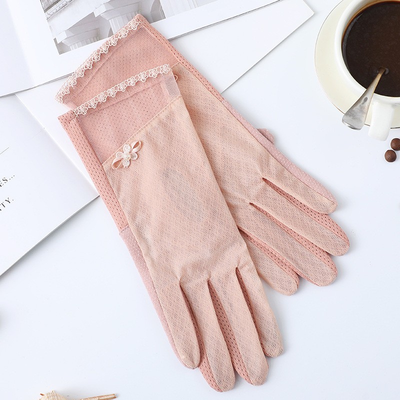 Guantes de protección solar de primavera y verano guantes de pantalla táctil de encaje conducción de las mujeres transpirable al aire libre protección solar guantes de equitación
