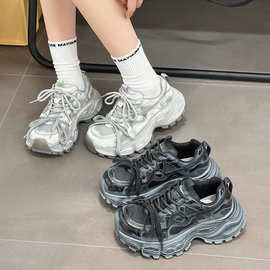 老爹鞋女2025秋季新款复古擦色做旧百搭鞋子女厚底增高运动鞋潮牌
